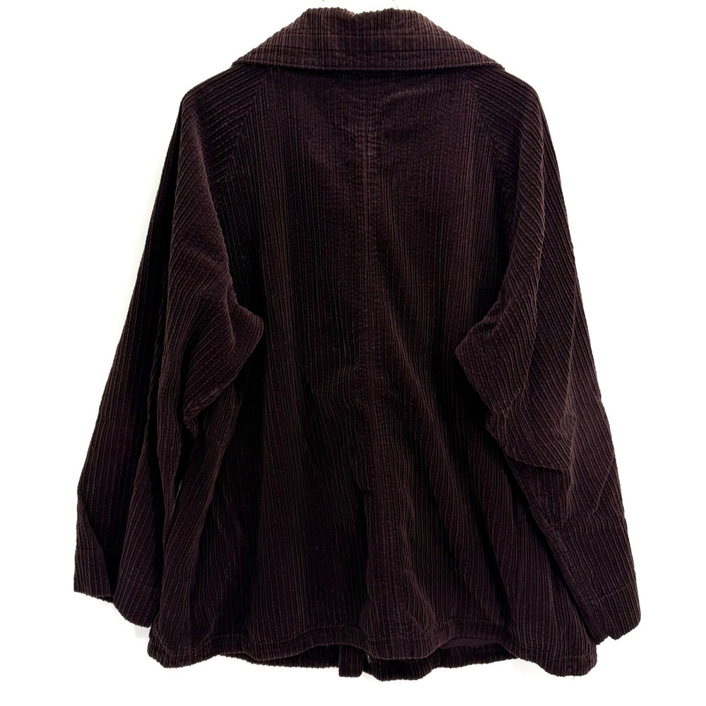 Eileen Fisher Organic Cotton Corduroy Jacket 2X Brown Funnel Neck Zip Up Earthy - Picture 5 of 11